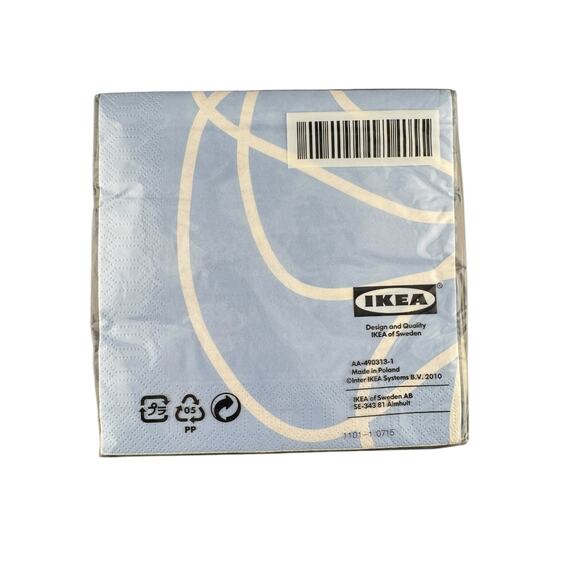 Limited Edition Retired IKEA Mätt Paper Dinner Napkins Blue & White Floral 2010 - Picture 2 of 2